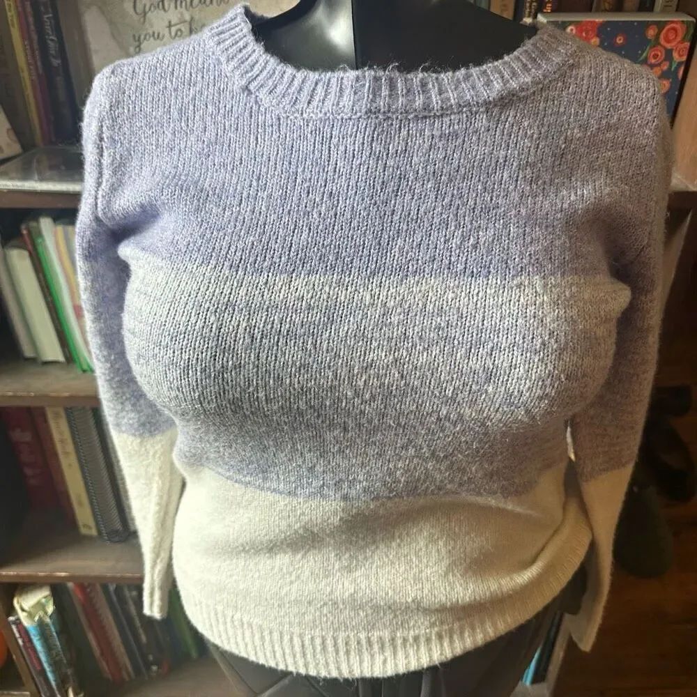 Cupcakes & Cashmere purple stripe scoop neck luxe sweater